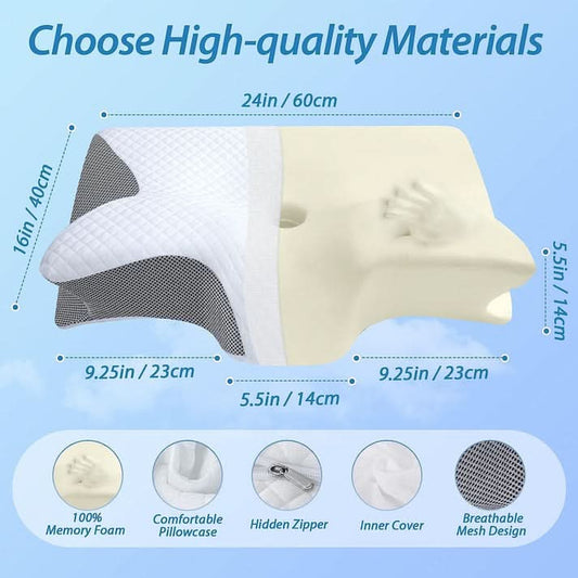 ergonomic contour pillow for neck pain back sleeper spinal alignment support